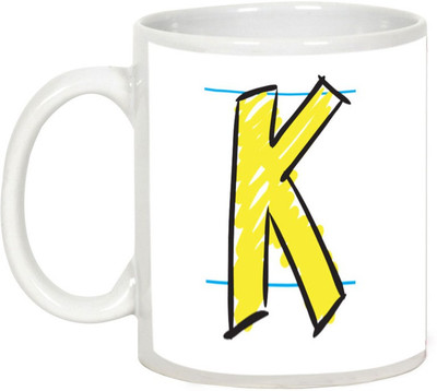 

AllUPrints Colorful Handwritten Alphabet Letters "K" Ceramic Mug(325 ml), White