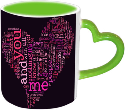 

Raj Laxmi Qoute Love Green Handle Valentine Ceramic Mug(350 ml)