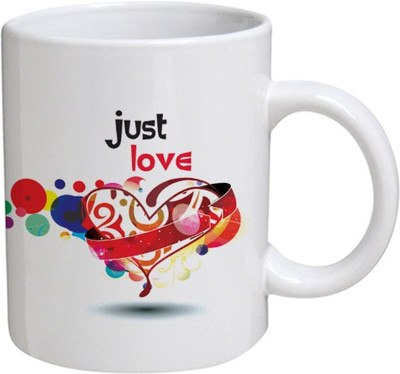 

My Bestow Just Love - MyBestow White Plain Coffee Ceramic Ceramic Mug(320 ml), Multicolor