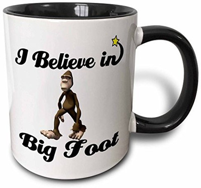

3dRose mug_104821_4 I Believe in Big Foot Two Tone Black, 11 oz, Black/White Ceramic Mug(60 ml), Multicolor
