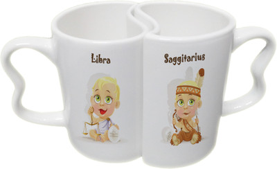 

Ucard Libra and Saggitarius Zodiac Sign Valentines Day Couple Bone China, Ceramic, Porcelain Mug(325 ml), Multicolor