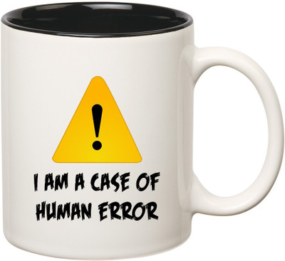 

HuppmeGift Human Error Inner Black Ceramic Mug(350 ml), Black;white