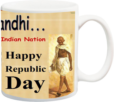 

ME&YOU Republic Day;Mahatma Gandhi Father Of The Indian Nation Printed Ceramic Mug(325 ml), Multicolor