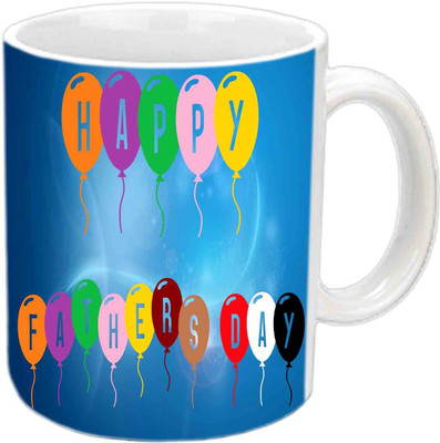 

Raj Laxmi Colorful Font On Balloons Fathers Day Wishes White Ceramic Mug(350 ml)