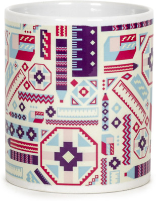 

Chumbak Ikat Pencil Ceramic Mug(300 ml), Multicolor