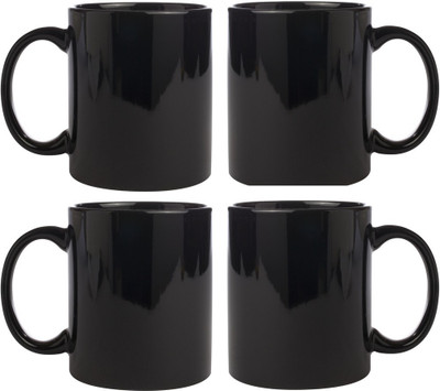 

Snapgalaxy Black Combo of 4 pcs Ceramic Mug(1280 ml, Pack of 4)