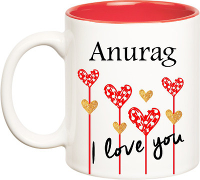 

Huppme I Love You Anurag Inner Red (350 ml) Ceramic Mug(350 ml), Red;white
