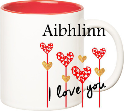 

Huppme I Love You Aibhlinn Inner Red (350 ml) Ceramic Mug(350 ml), Red;white