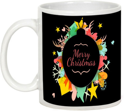 

AllUPrints Christmas Surprise Ceramic Mug(325 ml), White