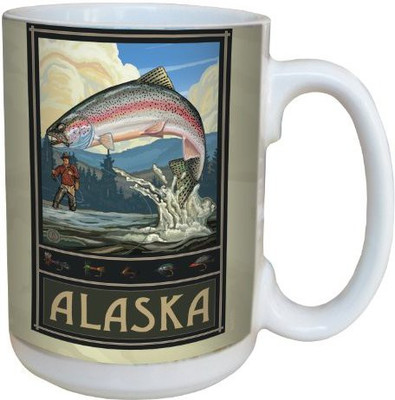 

Tree-Free Greetings Greetings lm43110 Vintage Alaska Jumping Trout by Paul A. Lanquist Ceramic with Full-Sized Handle, 15-Ounce, Multicolored Ceramic Mug(60 ml), Multicolor