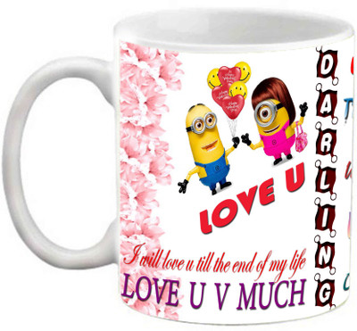 

EFW Happy Valentines Day Minion Theme You Are My Life Love You Printed Coffee Ceramic Mug(325 ml)