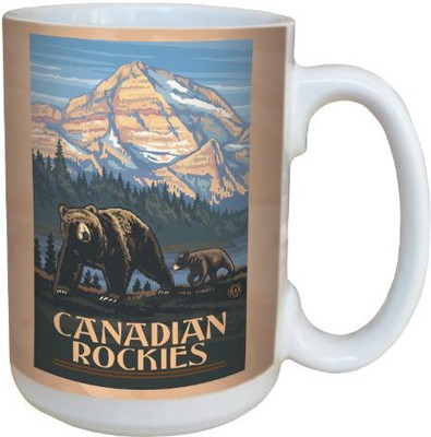 

Tree-Free Greetings Greetings lm43352 Scenic Canadian Rockies Grizzly Bear and Cub by Paul A. Lanquist Ceramic, 15-Ounce, Multicolored Ceramic Mug(60 ml), Multicolor