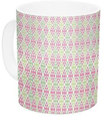

Kess InHouse InHouse Julie Hamilton Woven Wrap Pink Green Ceramic Coffee, 11 oz, Multicolor Ceramic Mug(60 ml)