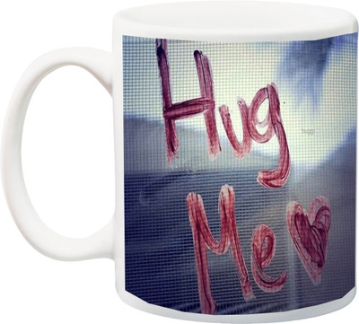 

ME&YOU Gift for Husband/Wife/Girlfriend/Boyfriend/Lover;"Hug Me 3D printed Ceramic Mug(325 ml), Multicolor