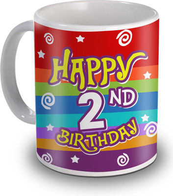 SKY TRENDS 2nd Happy Birthday Gifts Ceramic Mug(350 ml), White