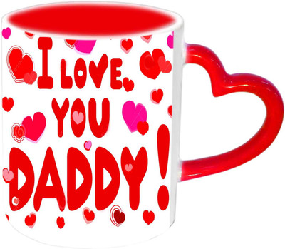 

Raj Laxmi Very Beautiful Hearts Design For Father Red Heart Handle Ceramic Mug(350 ml)
