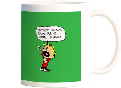

Rangeele Inkers Calvin about Happiness Ceramic Mug(300 ml), Multicolor