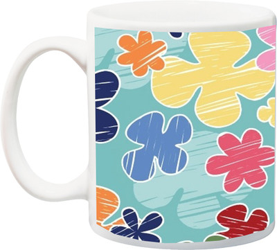 

ME&YOU Gift For Holi;Designer Flower Pattern HD printed Ceramic Mug(325 ml), Multicolor
