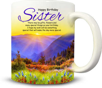 

Ackme Design Sister's Birthday Cool garden Coffees Ceramic Mug(325 ml), Multicolor