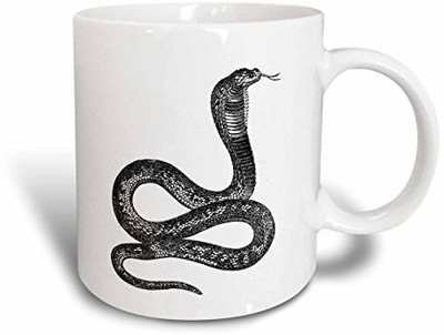 

3dRose Black and White Vintage Cobra Snake Ceramic, 15-Ounce Ceramic Mug(60 ml)
