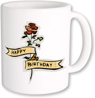 

PhotogiftsIndia Happy Birthday With Rose Ceramic Mug(325 ml), Multicolor