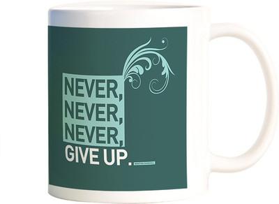 

Rangeele Inkers Never Never Give Up Ceramic Mug(300 ml), Multicolor