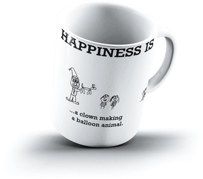 

Ucard Happiness Is2054 Bone China, Ceramic, Porcelain Mug(325 ml), Multicolor