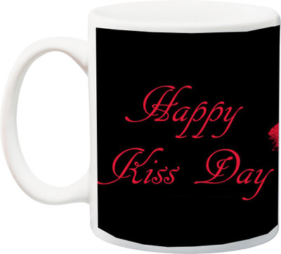 

ME&YOU Gift for Husband/Wife/Boyfriend/Girlfriend/lover;Happy Kiss day Printed Ceramic Mug(325 ml), Multicolor