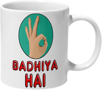 

Mooch Wale Desi Style Badhiya Hai Ceramic Mug(325 ml), Multicolor