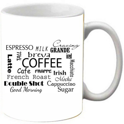 

Maison N Mode Coffee Café Text Coffee Ceramic Mug(330 ml), Multicolor