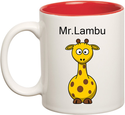 

HuppmeGift Lumbu Inner Red Ceramic Mug(350 ml), Red;white