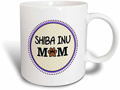 

3dRose Shiba Inu Dog Mom Doggie Mama By Breed Paw Print Mum Love Doggy Lover Pet Owner Purple Circle Ceramic, 15 oz, White Ceramic Mug(60 ml)