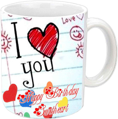 

Raj Laxmi love drawing lovers b'day white mug Ceramic Mug(350 ml)