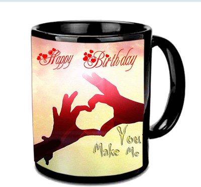 

Raj Laxmi Hand heart lovers b'day black mug Ceramic Mug(350 ml)