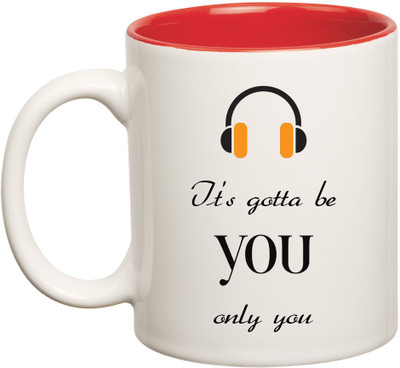 

HuppmeGift Music Inner Red Ceramic Mug(350 ml), Red;white