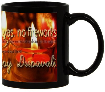 

Lolprint 114 Diwali Gift Black Ceramic Mug(325 ml)