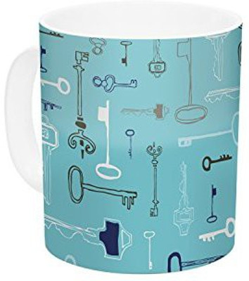 

Kess InHouse InHouse Laurie Baars Keys Blue Aqua Ceramic Coffee, 11 oz, Multicolor Ceramic Mug(60 ml)