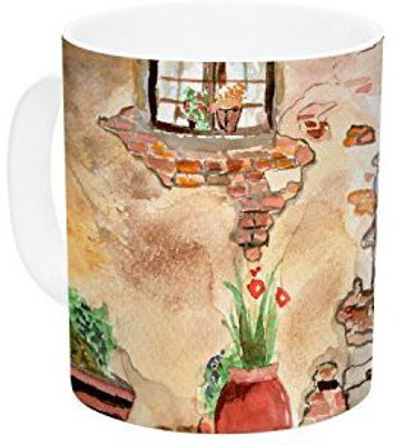 

Kess InHouse InHouse Theresa Giolzetti Tuscan Door Green Brown Ceramic Coffee, 11 oz, Multicolor Ceramic Mug(60 ml)