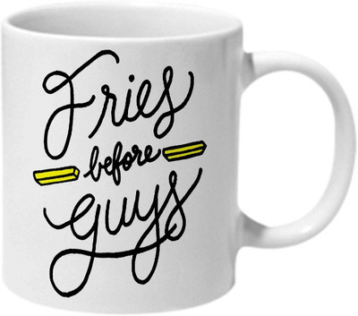 

Mooch Wale Fries Before Guys Simple Ceramic Mug(325 ml), Multicolor