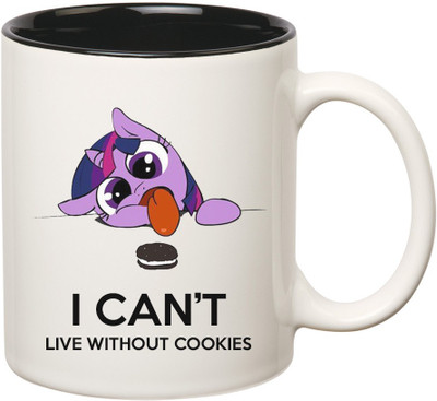 

HuppmeGift Cookie Lover Inner Black Ceramic Mug(350 ml), Black;white