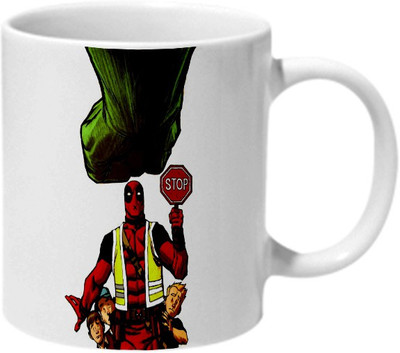 

Mooch Wale Deadpool Stops Hulk Ceramic Mug(325 ml), Multicolor