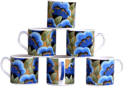 

Pearl Floral-6 Cups Set Bone China(Multicolor, Pack of 6)