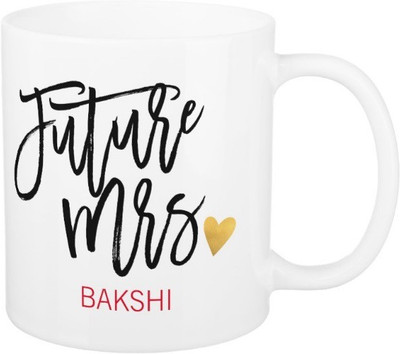 

Exoctic Silver Future Mrs.Bakshi Ceramic Mug(325 ml), Black;red