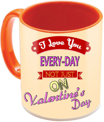 

SKY TRENDS Valentine Gift for Girlfriend Love Printed I Love U Forever Perfect for Her Him Wife Fiance Anniversary And Birthday STGD027 Ceramic Mug(325 ml), Orange