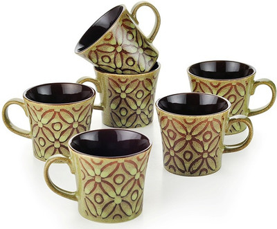 

Buono Casa SWCM69 Porcelain(Green, Pack of 6)