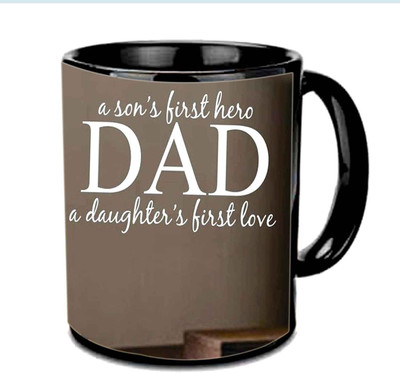 

Raj Laxmi Son's First Hero 'Dad' Multicolor Ceramic Mug(3.5 ml), Black