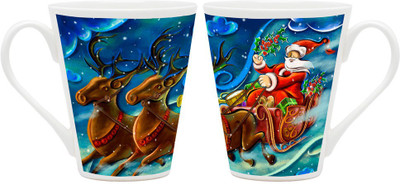 

Homesogood Fast Approaching Christmas Ceramic Mug(355 ml, Pack of 2)