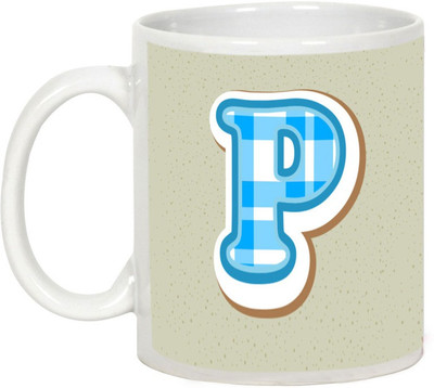 

AllUPrints Colorful Alphabet Letters "P" Ceramic Mug(325 ml), White