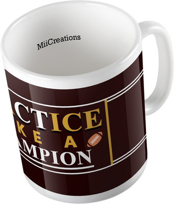 

MiiCreations Printed Practice Like A Champion Ceramic Mug(325 ml), Multicolor