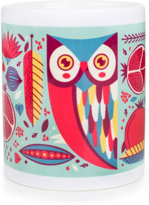 

Chumbak Owl You Can Eat Teal Coffee Ceramic Mug(300 ml), Multicolor